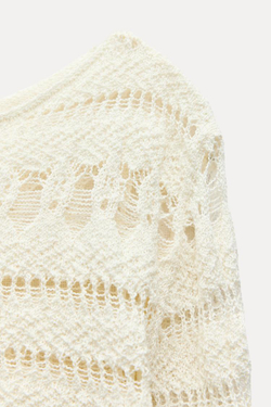 ZARA ТОП ИЗ КРУЖЕВА КРОШЕ, ЭКРЮ