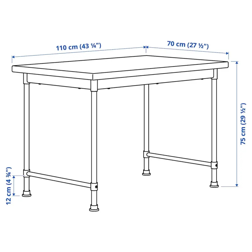 Письменный стол - IKEA KULLABERG, 110х70 см, под беленый дуб/черный, КУЛЛАБЕРГ ИКЕА