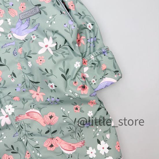 Комбинезон демисезонный "Цветущий сад" морозный зеленый