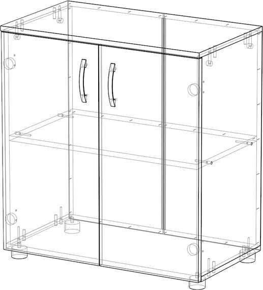 Стеллаж низкий закрытый Стандарт Про ясень шимо светлый