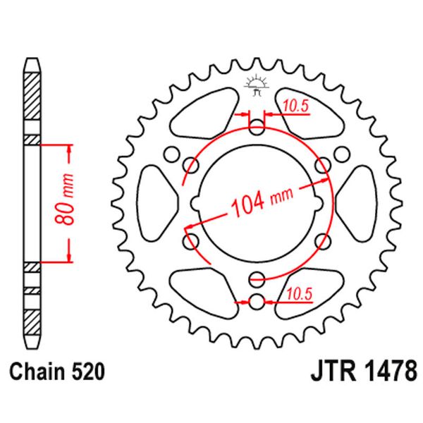 JT JTR1478.34 звезда задняя (ведомая), 34 зуба