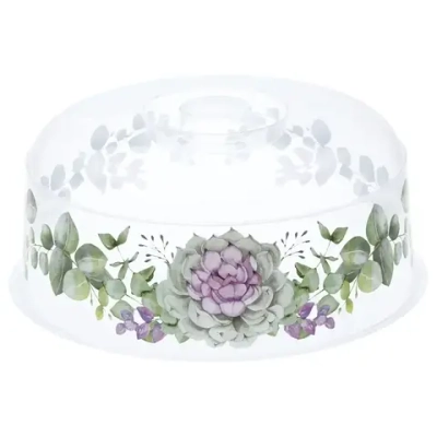 Крышка для разогрева пищевых продуктов в СВЧ-печи ДЕКО D 245мм каменная роза