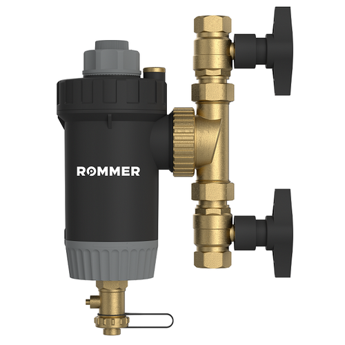 Магнитный сепаратор шлама Rommer с щётками поворотный, ВР 1 1/4" композитный (RFW-0081-002932)