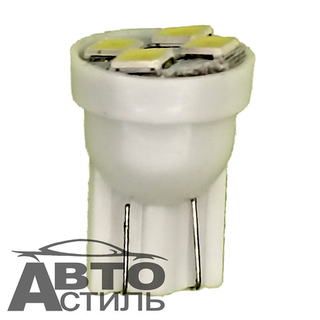 Светодиод 12V T10  4SMD 3030 WHITE (без цок.) плоский