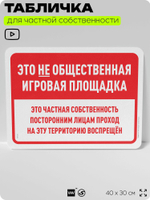 Табличка для частной территории "Это не общественная игровая площадка", на дом, для участка, организаций и частных территорий, предупреждающая, 40х30 см, Silver Plane x Айдентика Технолоджи