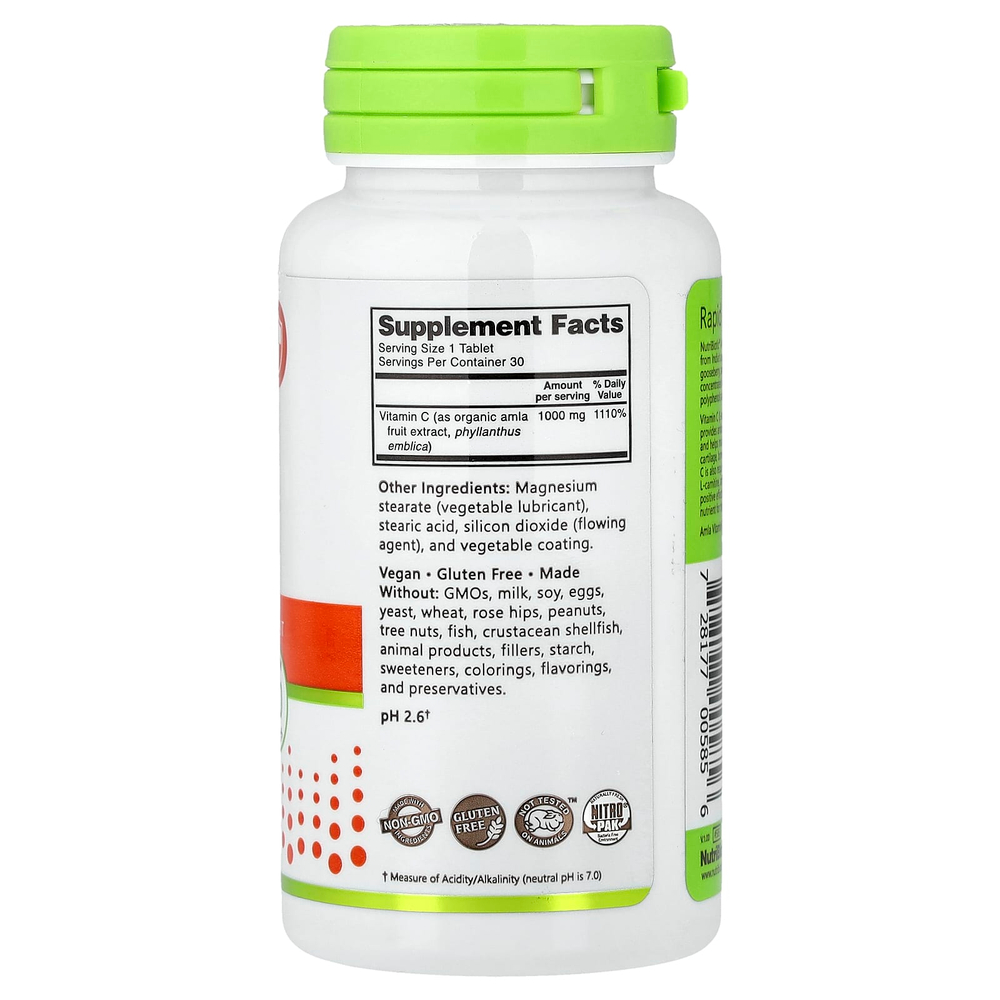 NutriBiotic, Immunity, витамин C амла, 1000 мг, 30 веганских таблеток