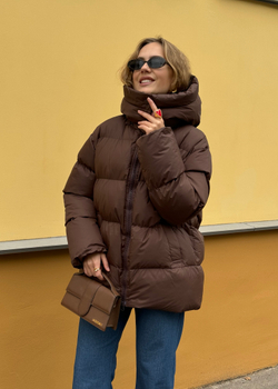 Пуховик Рокет миди шоколад