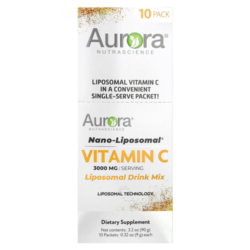 Aurora Nutrascience, Nano-Liposomal®, витамин C, смесь для липосомальных напитков, 10 пакетиков по 9 г (0,32 унции)