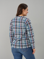 Блузка БЛ-22/клеткасерый-индигокрасный