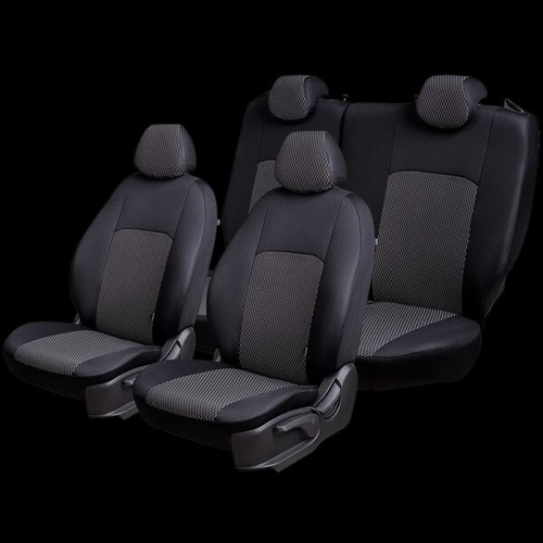 Чехлы на сиденье /2180 Lada Vesta/ седан/универс с 09.2015г. 40/60+подлок 3Г Дублин Жаккард черный (разд.зад.спинка (LORD AUTO)