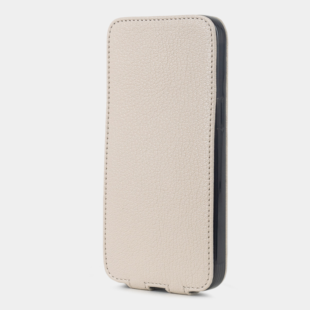 Чехол для iPhone 15 Pro из кожи козы, кремового цвета