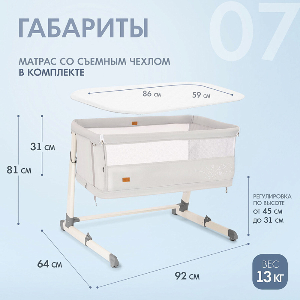 Детская приставная кроватка Nuovita Accanto Calma latteria/Молочный