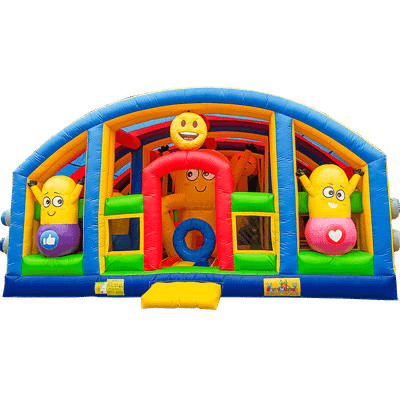 Коммерческий надувной батут «Смайлики» с крышей, размер 12*8*7 м