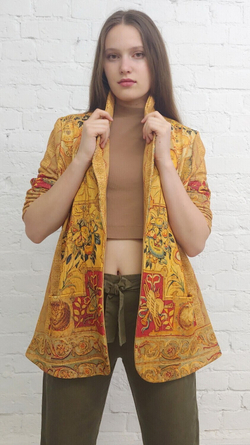 Трикотажный жакет "Гротеск с птицами", по мотивам фламандской шпалеры середины 16 века, серия "Гротеск"