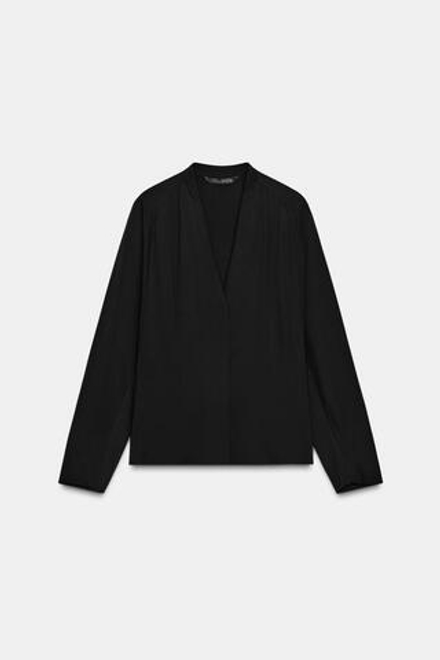 ZARA ПРИТАЛЕННАЯ БЛУЗА ZW COLLECTION, ЧЕРНЫЙ