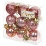 Новогодние шары 3 см (набор 9 шт) «Микс фактур», розовое золото