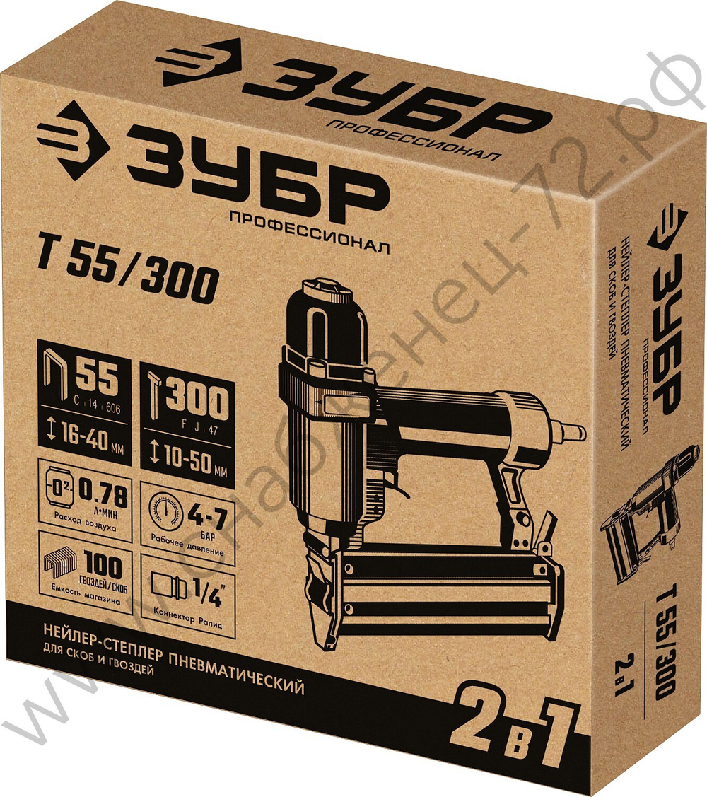 ЗУБР Т80, скобы тип 80 (6 - 16 мм), пневматический степлер (скобозабиватель), Профессионал (31938)