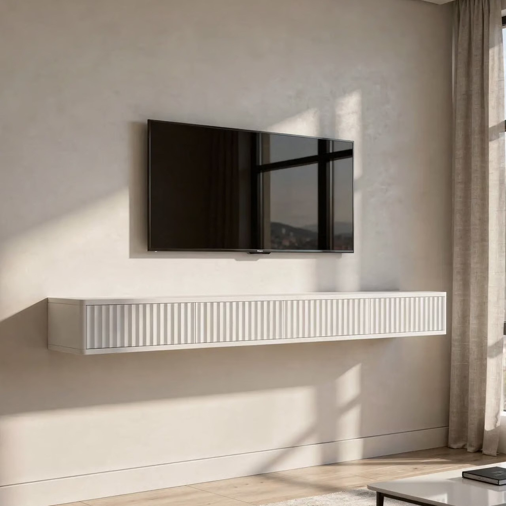 Подвесная тумба под телевизор ROYAL 5026 эко (Белый)