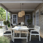 Скамья со спинкой - IKEA BONDHOLMEN/БОНДХОЛЬМЕН ИКЕА, 84х63х163 см, черный/белый