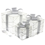 Фигура светодиодная «Волшебный подарок» (набор 3 шт: 15см, 20см, 25 см) 220V, Серебро (свечение белое)