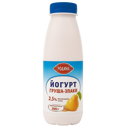 Йогурт груша-злаки Родина 2,5% 500 мл