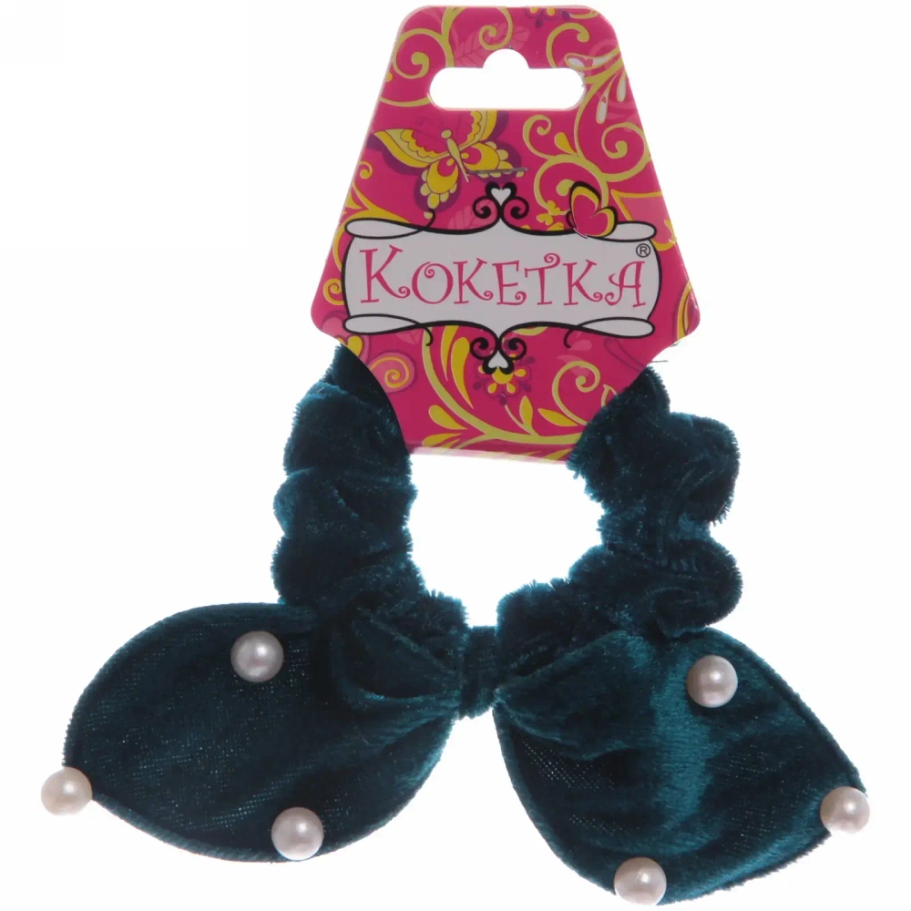 Резинка для волос 1шт «Кокетка-Velvet”, жемчужинки, микс 6 цветов, d-6см