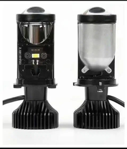 Светодиодные мини линзы H4 Y10, Led лампы H4 белые, Led H4, 6000k, 8000lm, Led линзы, без разбора фары. mini Bi-Led lenses