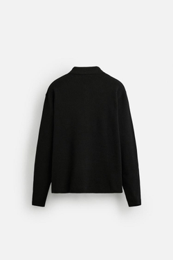 ZARA МЯГКОЕ ТРИКОТАЖНОЕ ПОЛО, ЧЕРНЫЙ
