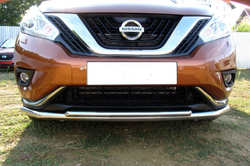 Защита переднего бампера (нержавейка) Nissan Murano (2014-2023) d57+d42 длинная