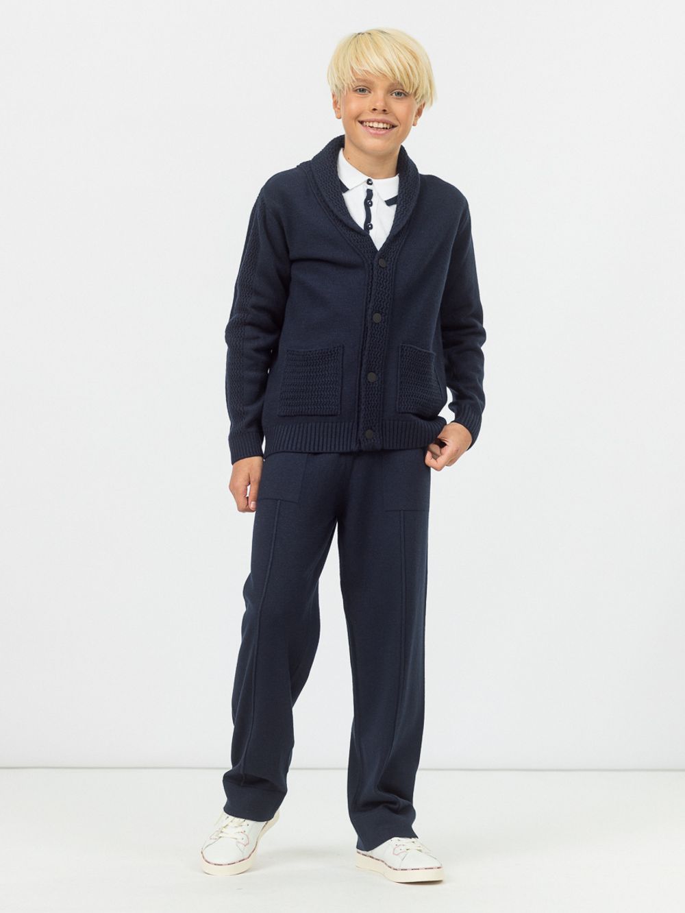 Кардиган для мальчика на пуговицах в школу AT1085 синий