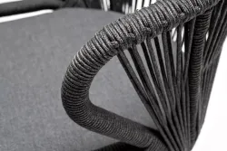 "Венето" обеденная группа на 6 персон со стульями "Милан", каркас темно-серый, роуп темно-серый