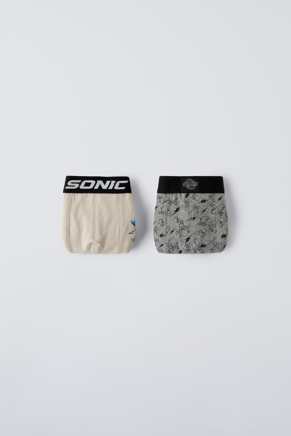 ZARA НАБОР ИЗ 6 ПАР 14 ЛЕТ/НАБОР ИЗ ДВУХ ТРУСОВ-БОКСЕРОВ SONIC ©SEGA, БЕЖЕВЫЙ