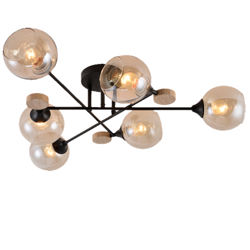 Потолочная люстра Mirastyle MH-1491B/6 BK+WOOD