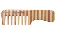 Гребень для волос бамбуковый с ручкой, в полоску