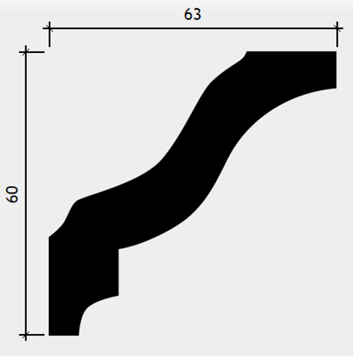 ЕВРОПЛАСТ. КАРНИЗ 1.50.105 (60*63*2000мм) Полиуретан