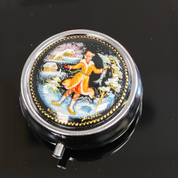 Сувенирный контейнер для хранения мелочей с ручной росписью Палех "По-щучьему веленью"