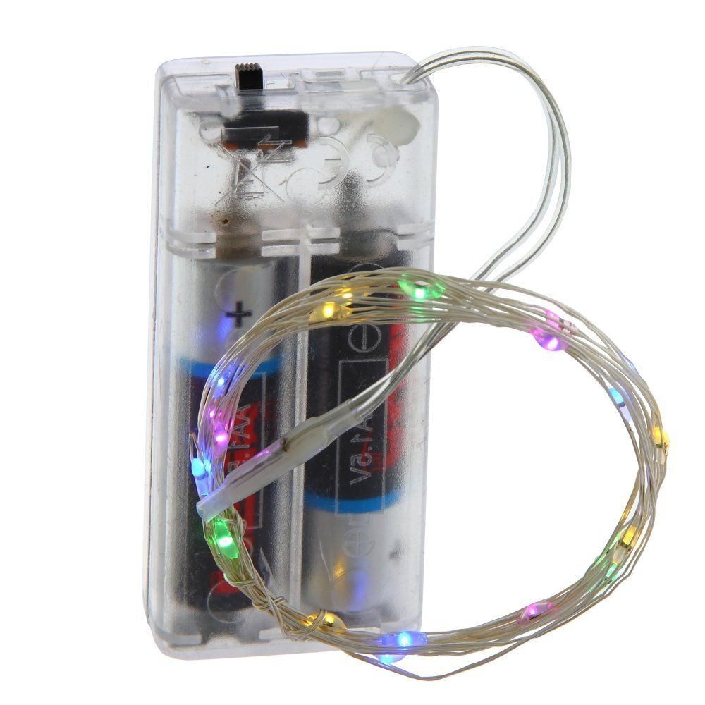 GAEM Электрогирлянда (20 разноцв LED, 1 реж свеч,серебр шнур, 1 W), L210 W0,1 H0,2 см, 2хАА