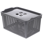 Корзинка Лофт 5,3л 295х185х145мм с крышкой белый, серый