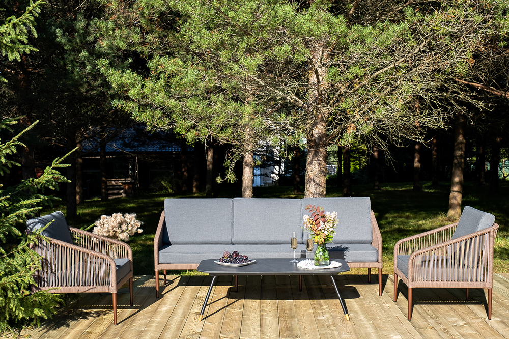 "Канны" лаунж-зона 5-местная плетеная из роупа (веревки), роуп коричневый