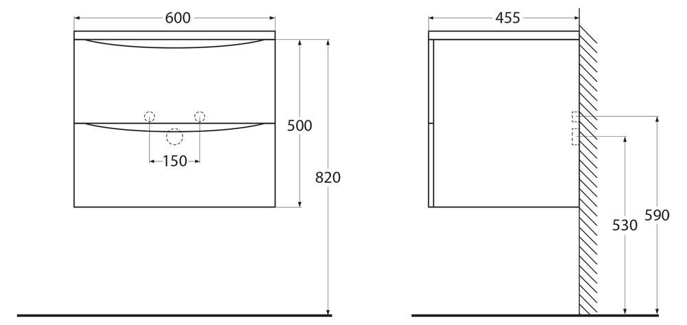 Мебель для ванной комнаты подвесная BelBagno ACQUA-600-2C-SO-BL 60см Bianco Lucido