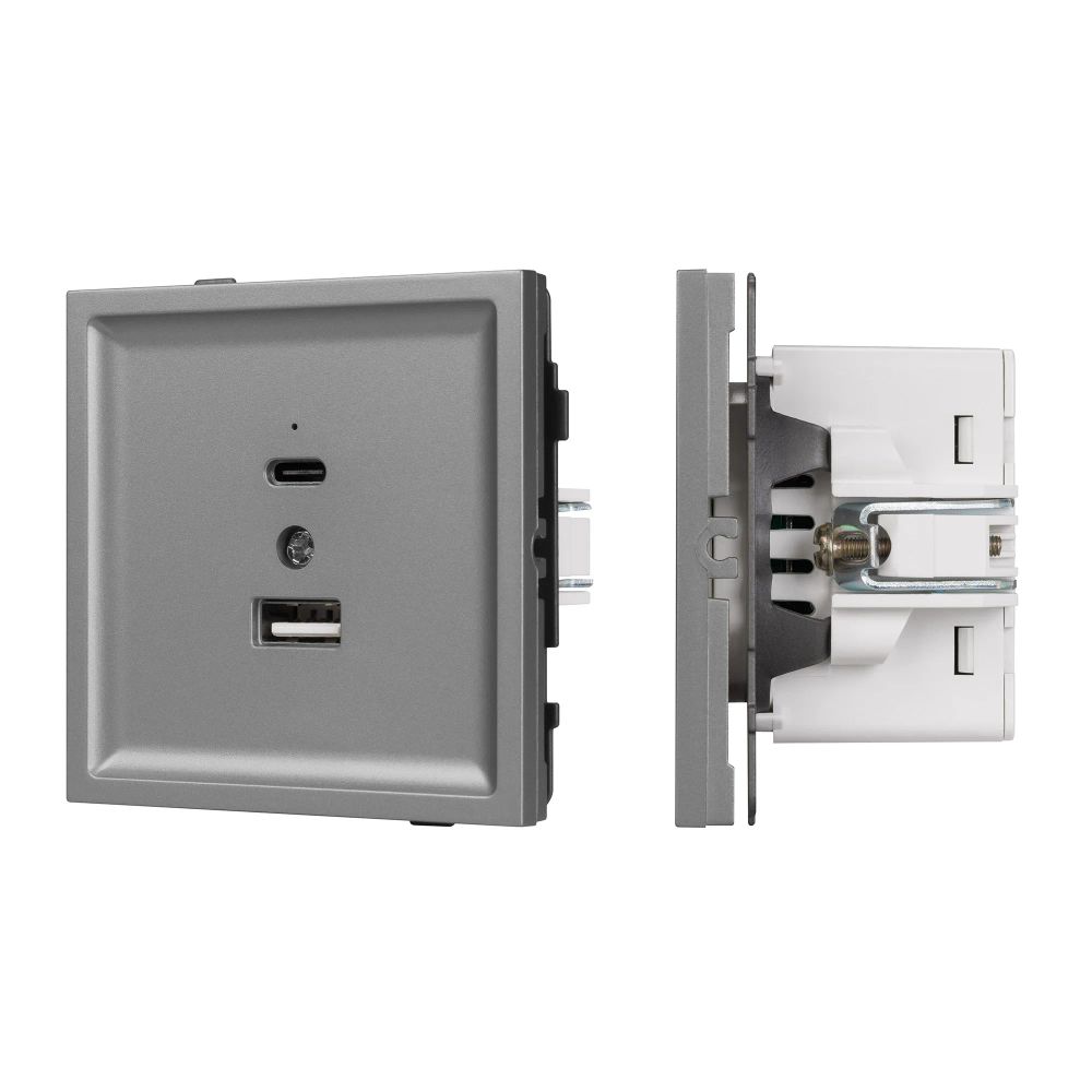 Механизм USB розетки SCT-TENDO-MUAC-PL-GR (5V, 3A, QC3) (Arlight, Графитовый) 054096