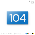 Номер на дверь квартиры 104, табличка на дверь для офиса, кабинета, аудитории, склада, голубой 120х70 мм, Айдентика Технолоджи