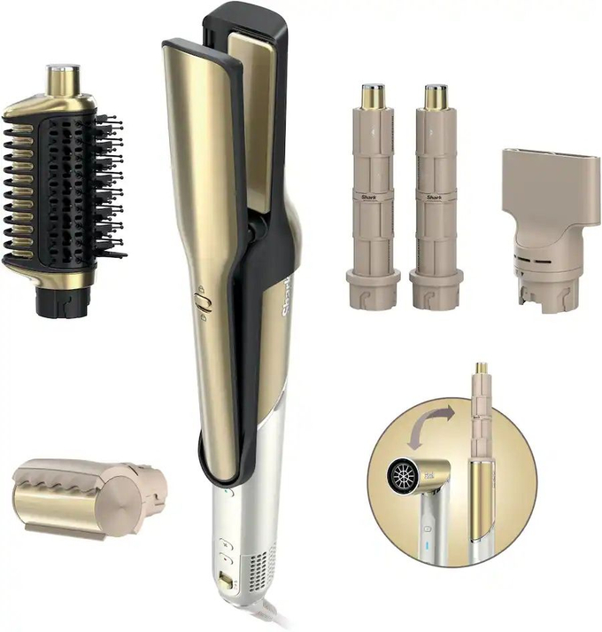 Набор для укладки и сушки волос 5 в 1 Shark Glam Ceramic & Air Styling and Drying System with FrizzFighter - Gold