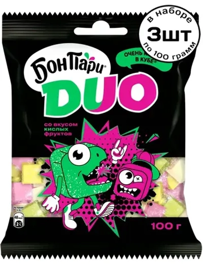 Маршмеллоу Бон Пари Duo очень кислые В Кубе 100 г * 3 шт
