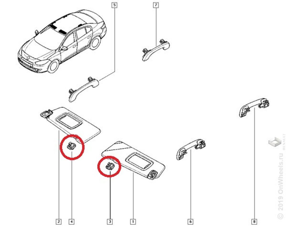 Держатель козырька солнцезащитного Renault Fluence Megane III (Renault)