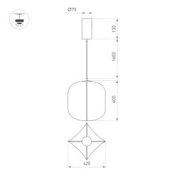 Светильник SP-SETA-HANG-L400х420-9W Warm2700 (WH, 320 deg, 230V) (Arlight, IP20, Натуральный шелк, 3 года) 061915