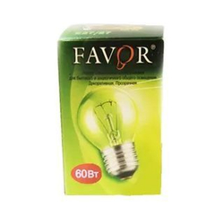 10 шт - Лампа накаливания Favor, ДШ 60Вт E27 прозрачный шарик 8109016