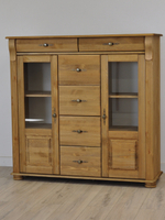 Комод, 128х42х125, Susanna, для одежды и игрушек, в кухню, сервант для посуды, из массива дерева, бейц, MAKOSA