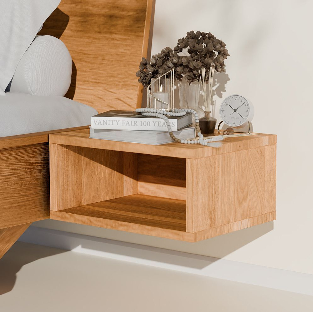 Парящая прикроватная тумба навесная Дольче Вита из массива дуба 1 шт