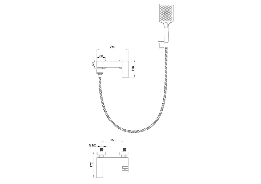 Смеситель для ванны с душем WONZON & WOGHAND FIT, Хром (WW-88639009-CR)